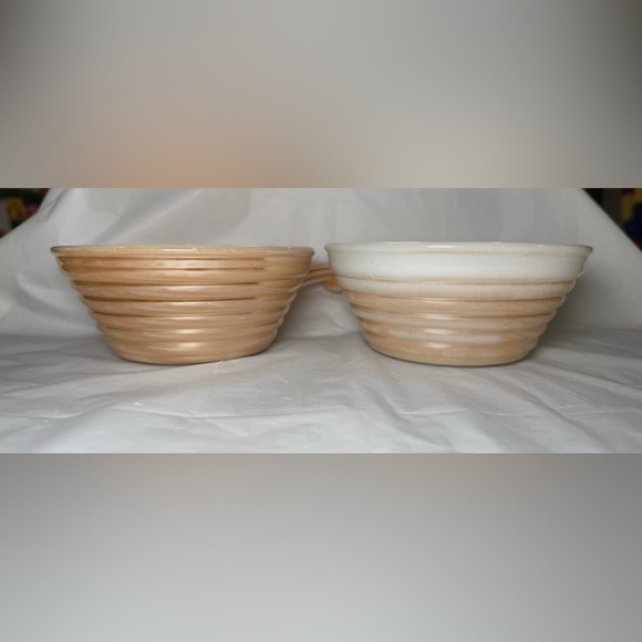 Vintage Lot Of 4 Fire King Lusterware Beehive Handled Bowls Anchor Hocking - Picture 7 of 9